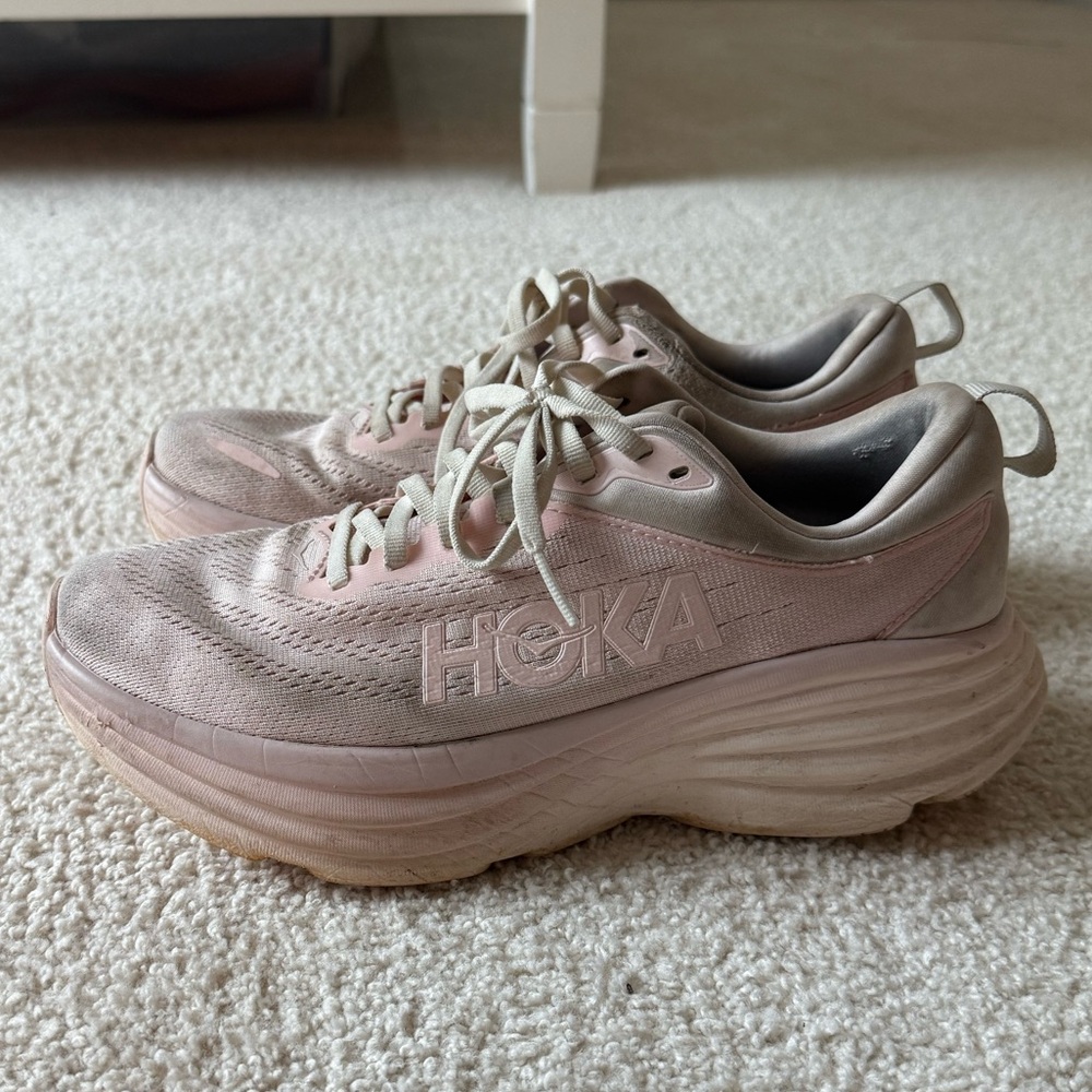 Hoka Women's Blush and Beige Athletic Shoes